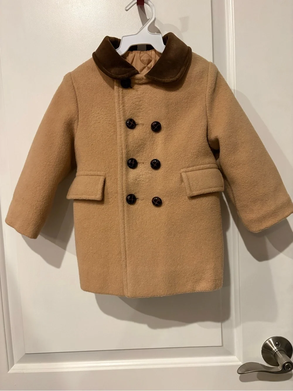 Vintage Double-Breasted Pea Coat with Matching Hat